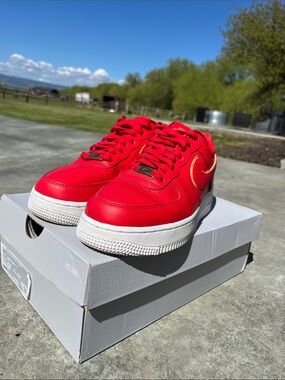 Nike Women’s Air Force 1 07 ESS Red & White Low-Top Sneakers
